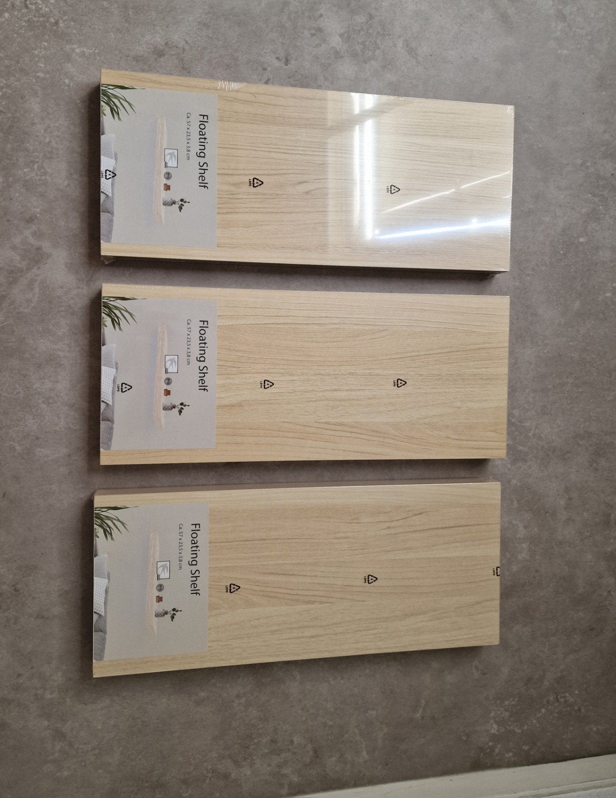 3 Nieuwe zwevende planken - 60x23.5x3.8 cm - Licht hout, Huis en Inrichting, Woonaccessoires | Wandplanken en Boekenplanken, Ophalen