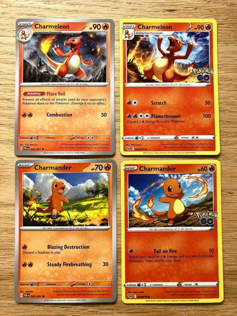 4x Charmander & Charmeleon, Hobby en Vrije tijd, Verzamelkaartspellen | Pokémon, Ophalen of Verzenden, Zo goed als nieuw, Meerdere kaarten