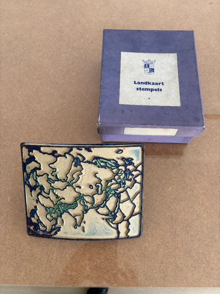 Vintage landkaart stempel Azie, Ophalen of Verzenden, Gebruikt, Overige typen