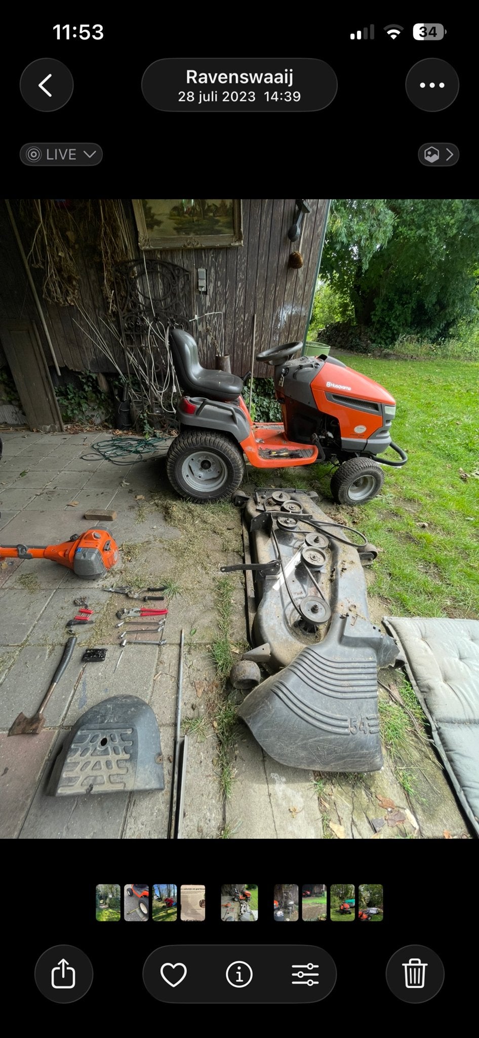 Husqvarna Zitmaaier / Tractor - Opknapper, Ophalen, Cirkelmaaier, Gebruikt, Elektrische starter