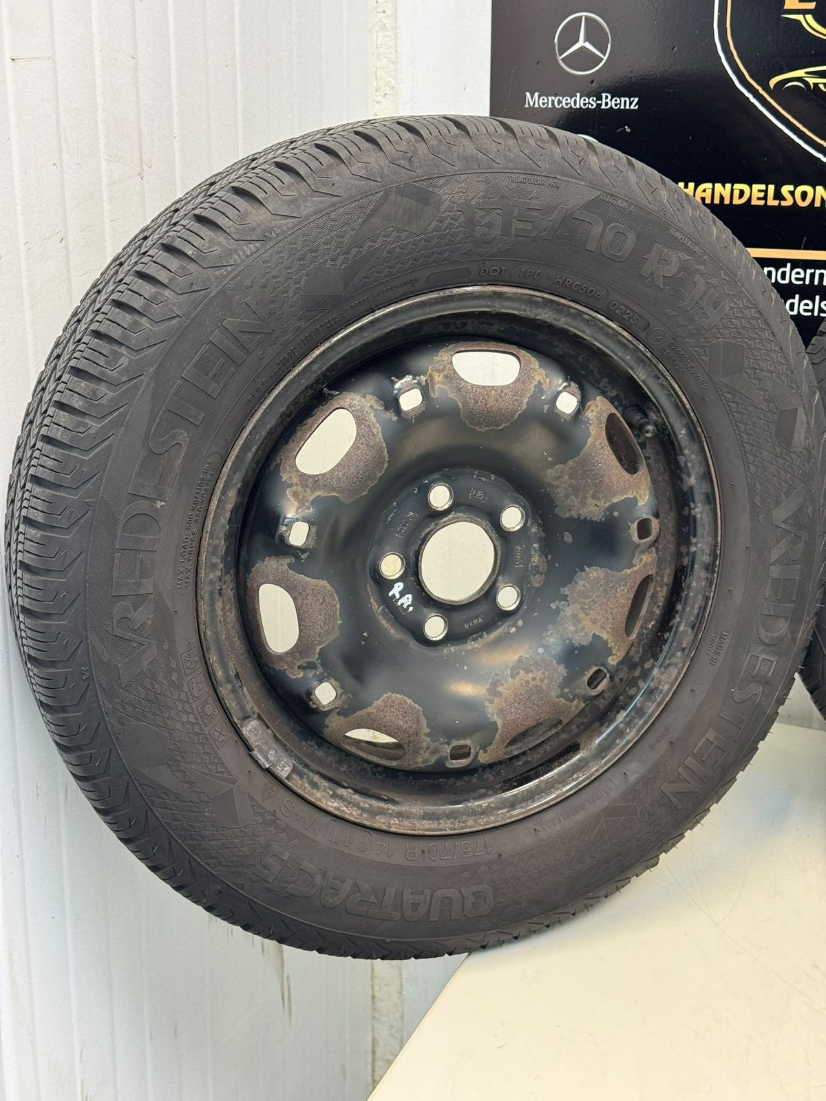 Org. 175/70R14 stalen velgen set met All-Seasons VW Polo 6R, 14 inch, Gebruikt, 175 mm, Banden en Velgen