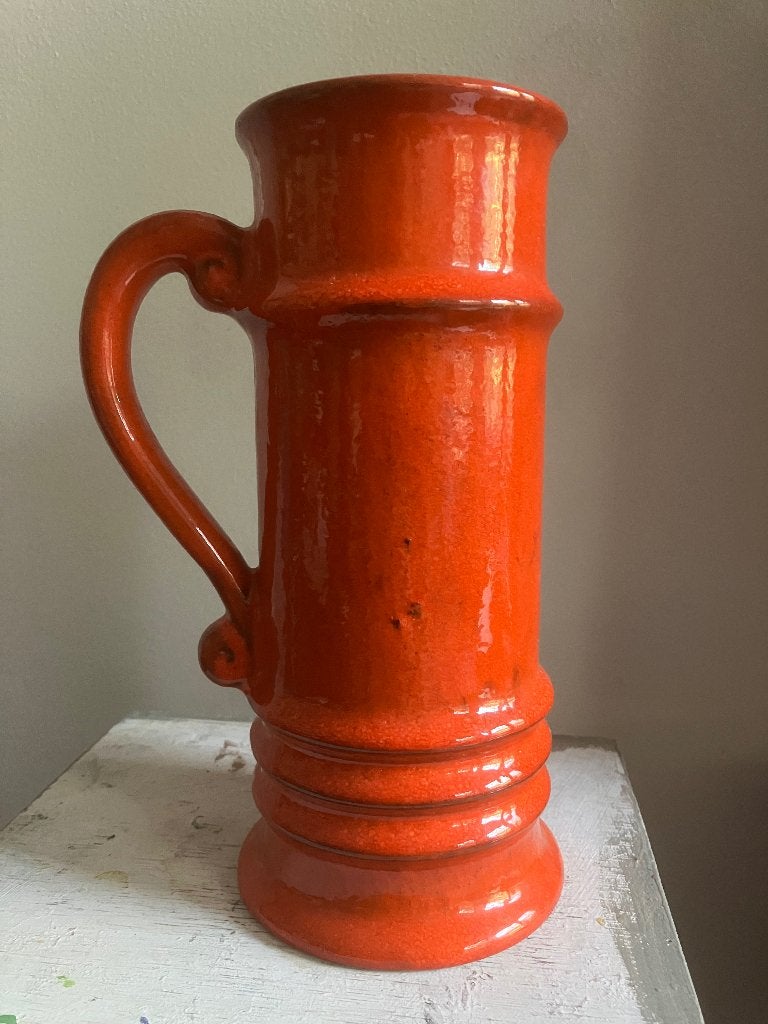 Scheurich West Germany vaas 422-23, Huis en Inrichting, Woonaccessoires | Vazen, 23 cm, Gebruikt, Met handvat, Oranje