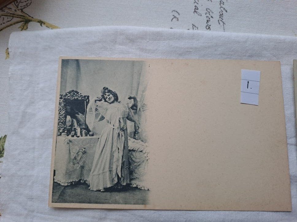 6 ANTIEKE FRANSE RISQUÉ KAARTEN 1900  ELEGANTE BOUDOIR POSES, Verzenden
