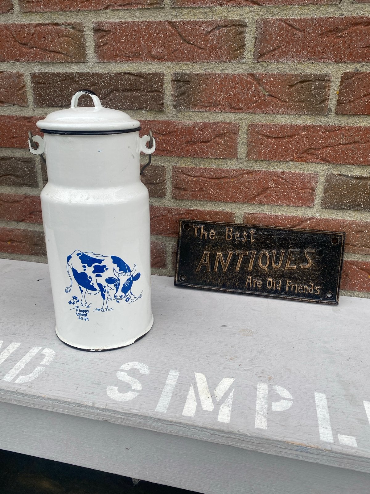 Vintage geëmailleerde melkbus met koeienprint, Ophalen of Verzenden