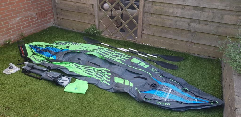 Intex Challenger K2 Kajak / kano - 2-persoons, Watersport en Boten, Ophalen, Opblaasbaar, Zo goed als nieuw, 2-persoons