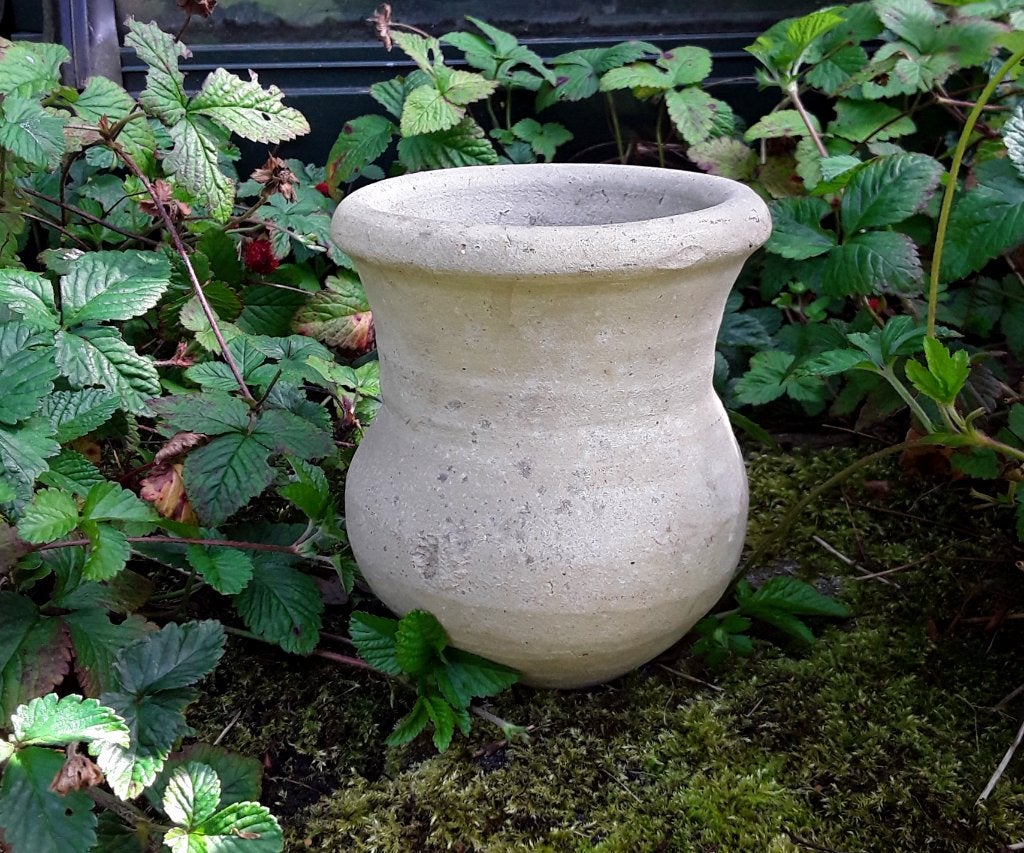 Stenen - aardewerken - klei - pot - beige, Gebruikt, Beige, Natuurlijk materiaal, 14 cm