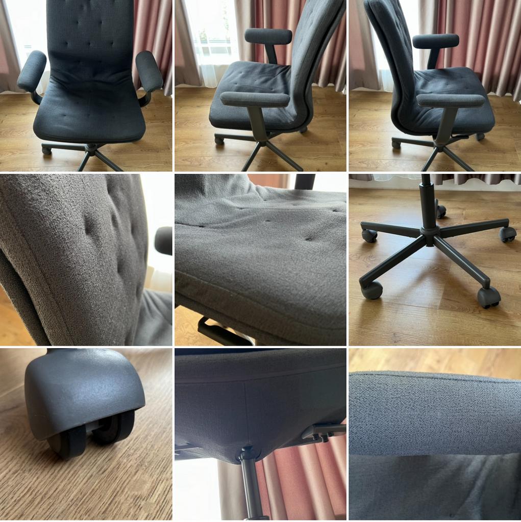 MULLFJÄLLET Bureaustoel - Grijs - Nieuw 220, Huis en Inrichting, Bureaustoelen, Ophalen, Zo goed als nieuw, Grijs