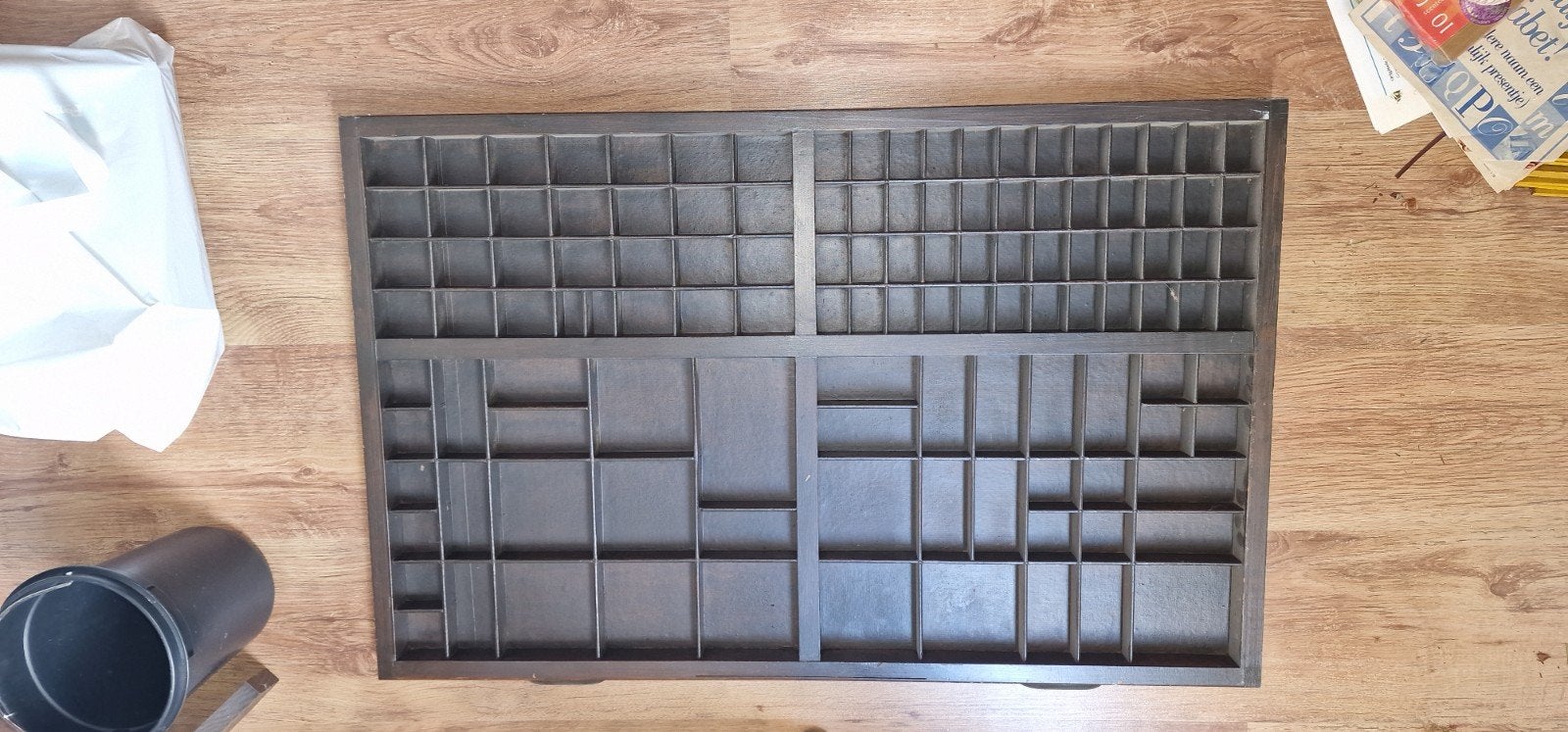 Vintage Letterbak / Zetkast - Houten Opbergvakken 120 vakjes, Ophalen of Verzenden
