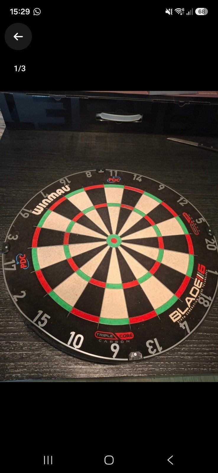 Winmau Blade 6 Dartbord met Surround Verlichting, Ophalen, Zo goed als nieuw, Dartbord
