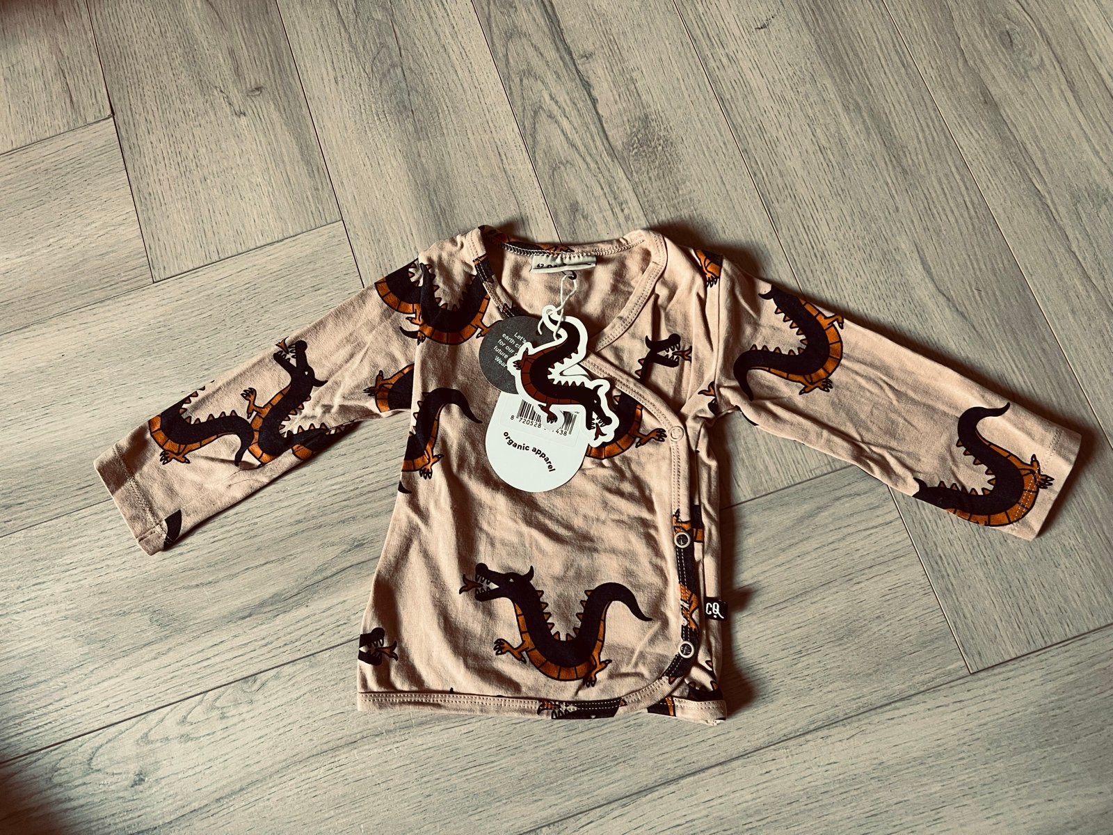 CarlijnQ overslagshirtje drakenprint maat 62/68, Ophalen of Verzenden, Zo goed als nieuw, Jongetje of Meisje, Shirtje of Longsleeve