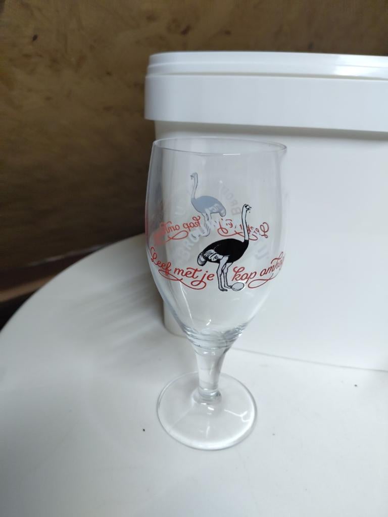 Bierglas Brouwerij 't IJ - Keep met je kop omhoog, Verzamelen, Biermerken, Ophalen of Verzenden, Zo goed als nieuw, Glas of Glazen