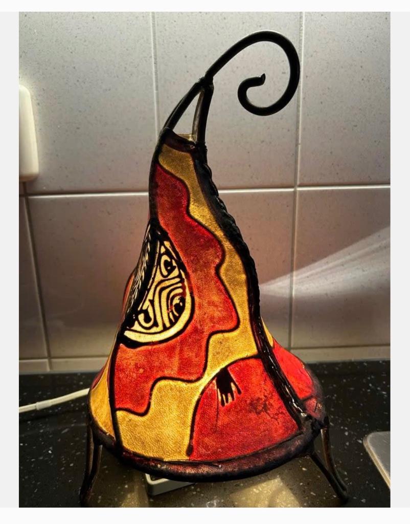 Vintage Marokkaanse henna lamp met uniek design 32 cm, Ophalen of Verzenden, Zo goed als nieuw, X, Minder dan 50 cm