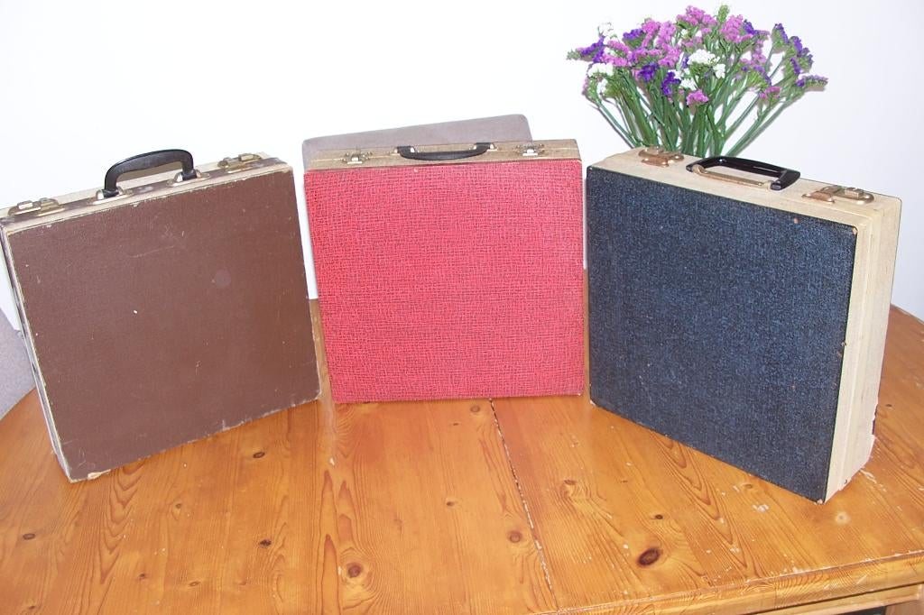 3 oude koffert voor lp's zonder harmonica, Ophalen of Verzenden, Gebruikt, 12 inch