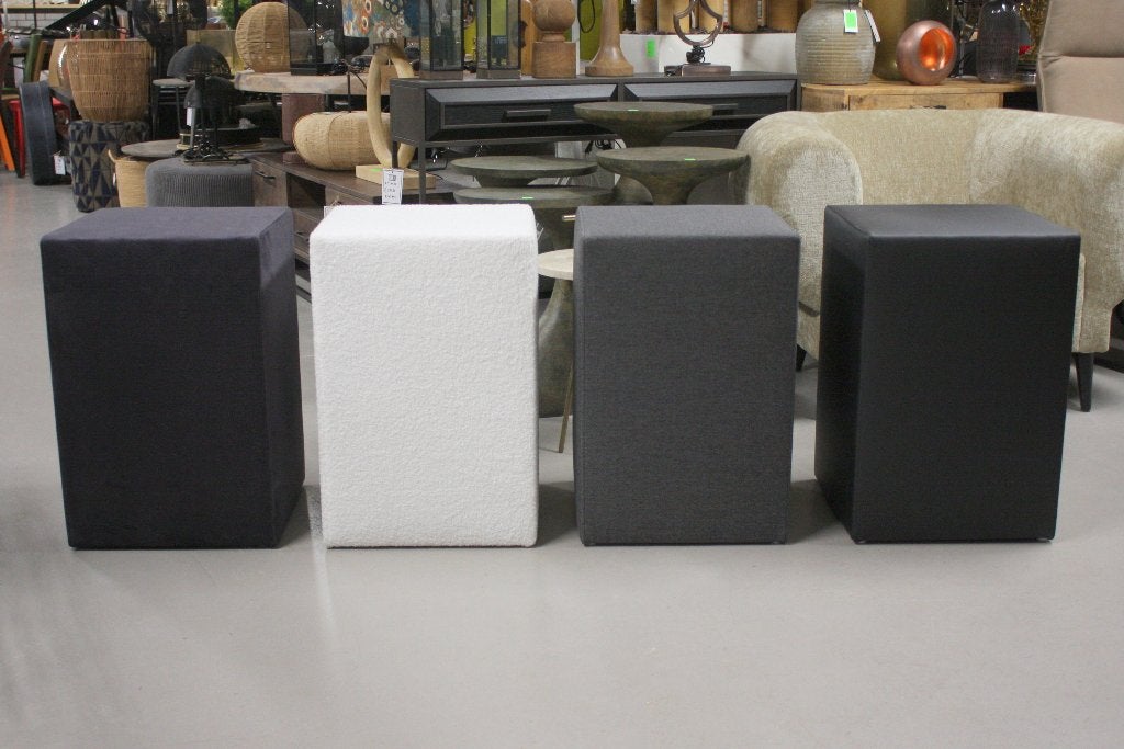 2 x vierkante poef hocker nachtkastje stof grijs linnenlook, Ophalen, Minder dan 50 cm, Vierkant, Nieuw