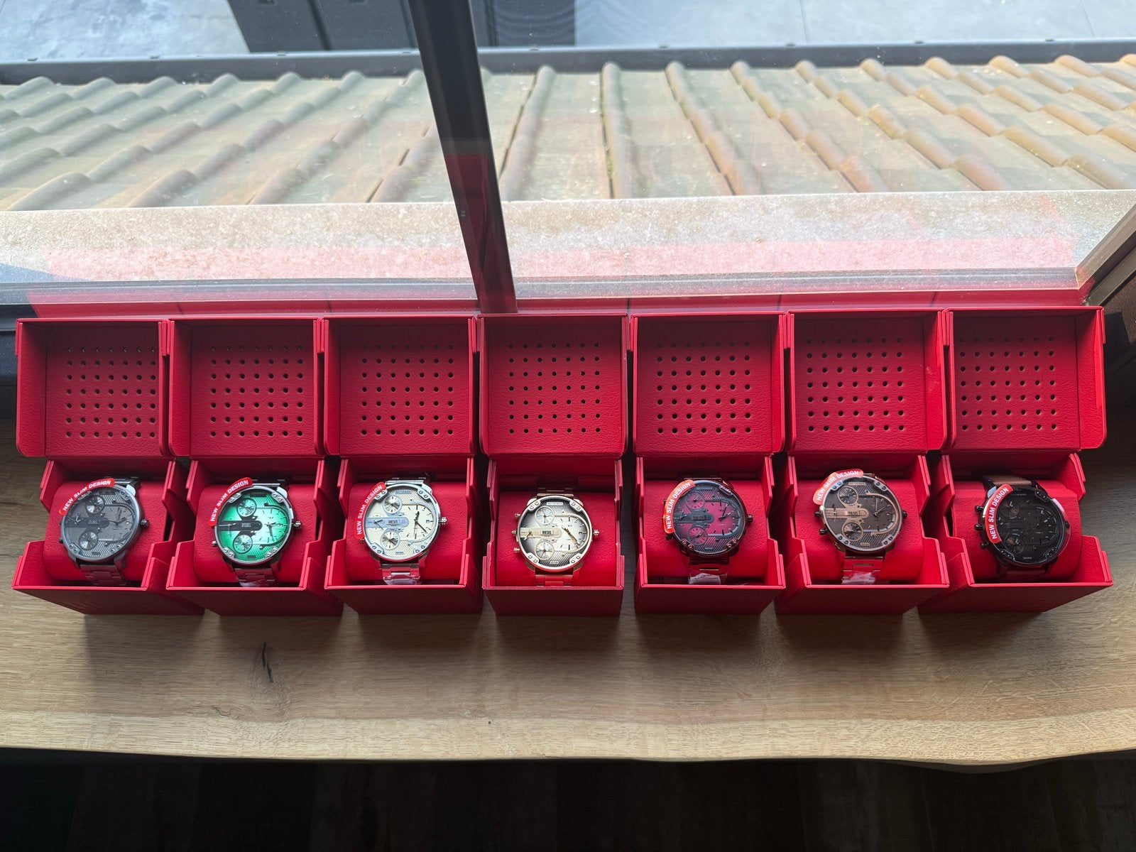 Complete Collectie Diesel Big Daddy Slim Horloges, Leer, Polshorloge, Nieuw, Ophalen