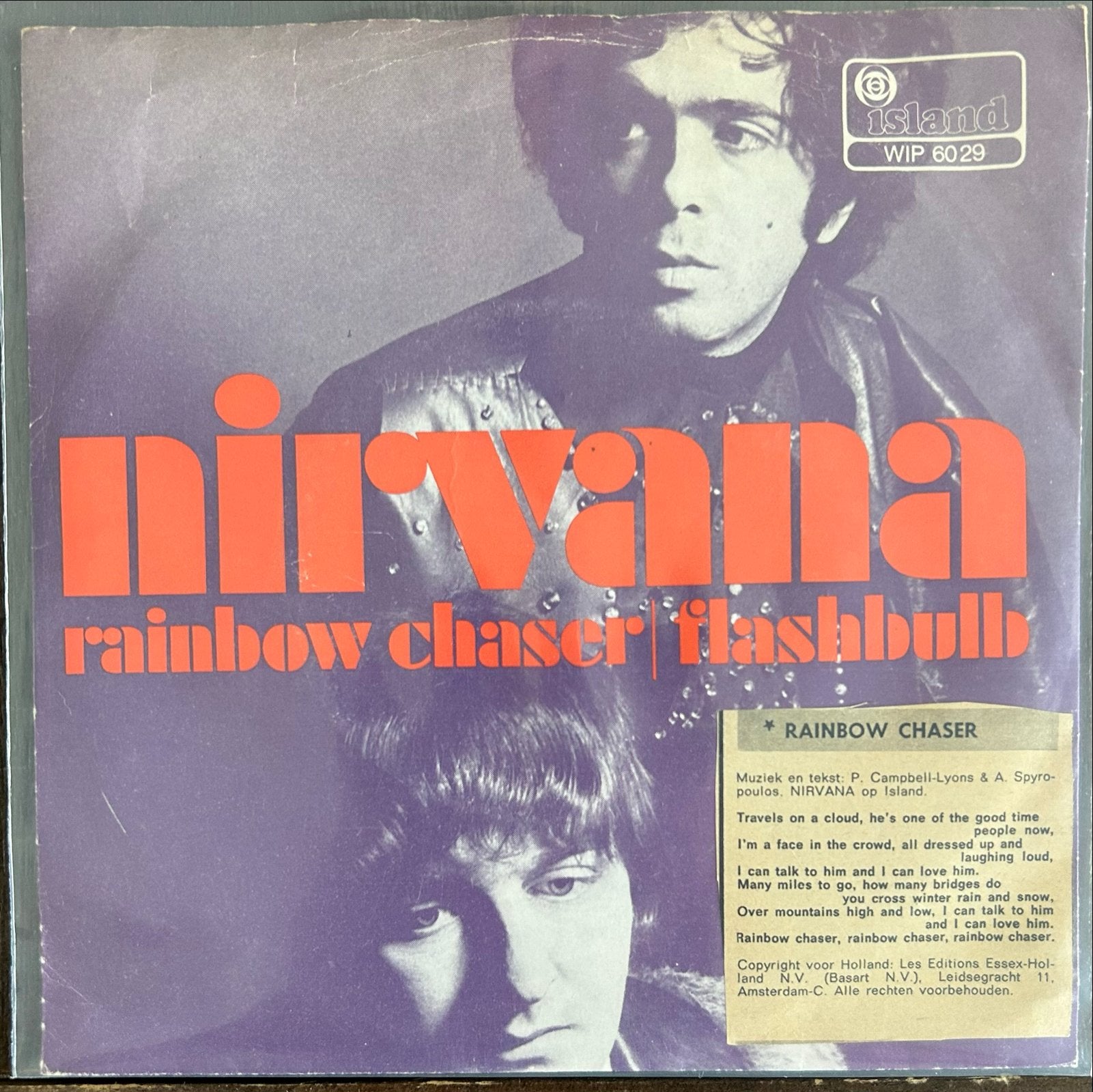 Nirvana - Rainbow Chaser / Flashbulb (Island WIP 6029), Cd's en Dvd's, Vinyl Singles, Gebruikt, 7 inch, EP, Rock en Metal