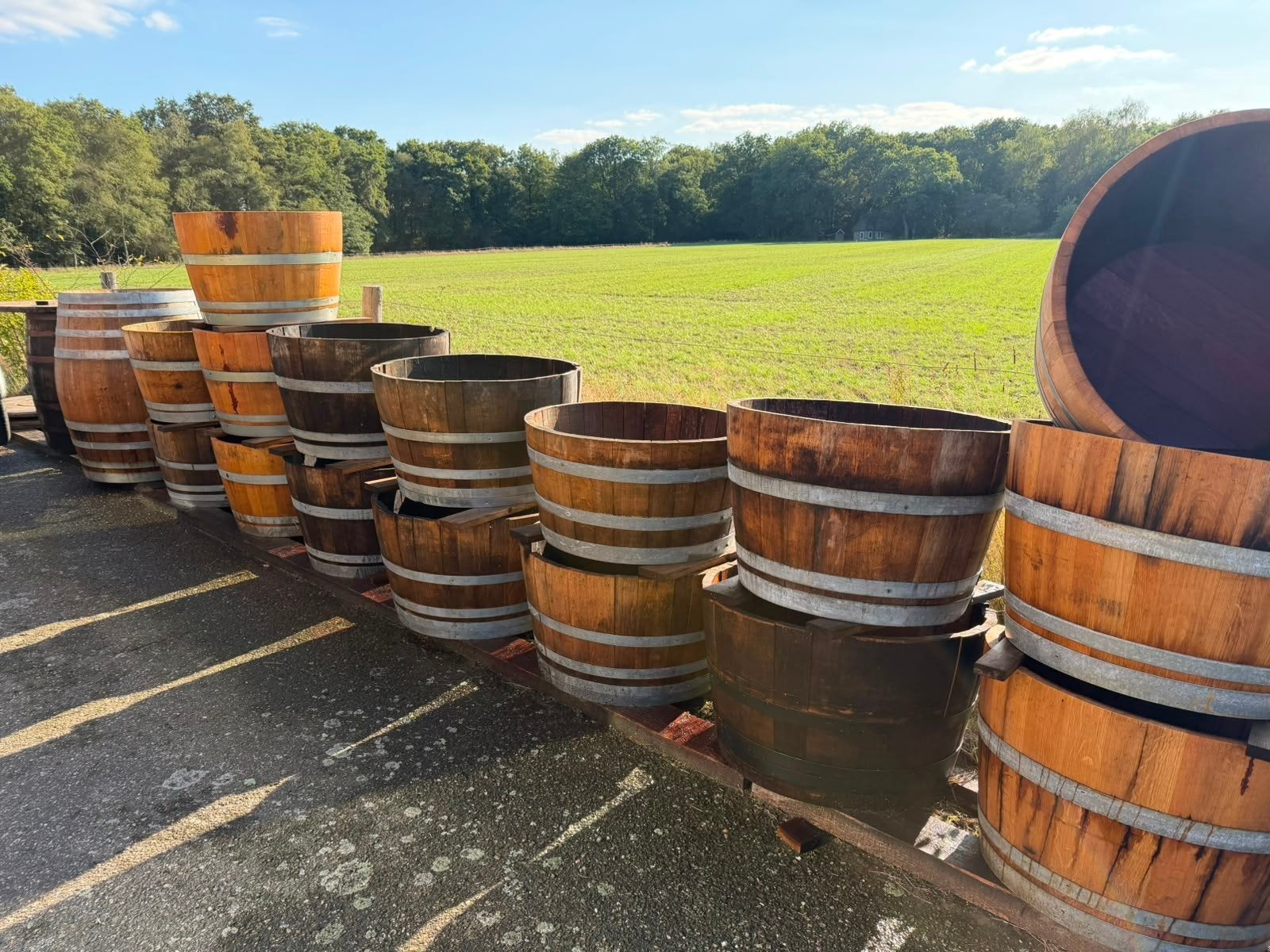 Wijn- en whiskeyvaten: unieke plantenbakken en meer!, Ophalen, Gebruikt, Rond, 60 tot 100 cm