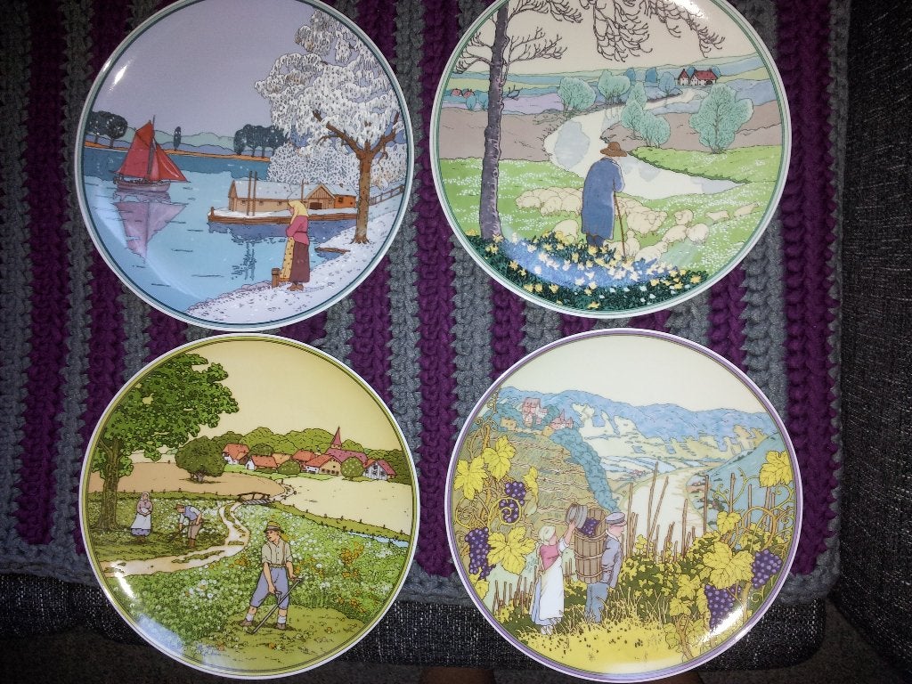 Villeroy en Boch wandborden, de 4 jaargetijden, Ophalen, Gebruikt, Vintage, Wandbord of Wandpaneel