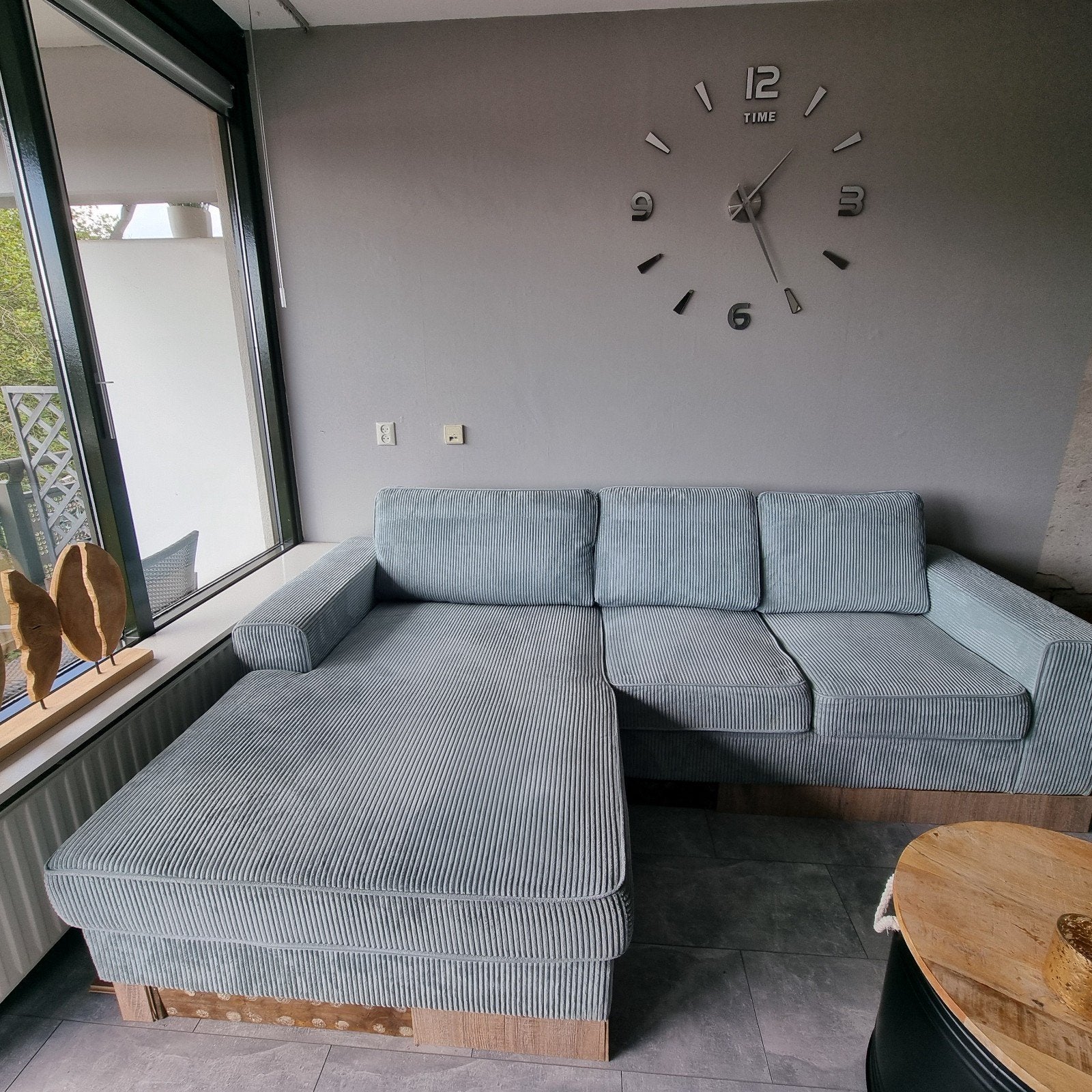 Hoekbank van ribstof - Zo goed als nieuw, Huis en Inrichting, Ophalen, Modern, Comfortabel, 250 tot 300 cm, Hoekbank