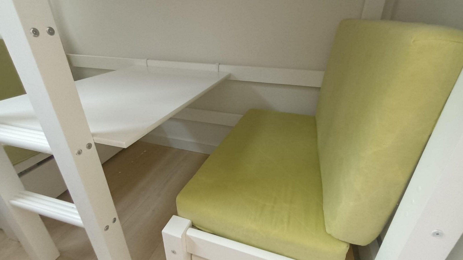 Halfhoogslaper met bureau en zitgedeelte(IKEA bed), Ophalen, 85 tot 100 cm, Gebruikt, Hoogslaper of Stapelbed