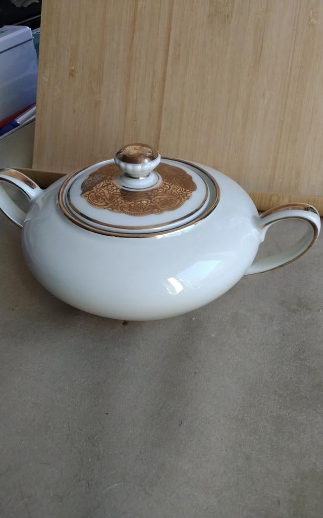 Suikerpot Hutschenreuther Bavaria mooie gouden decoratie, Ophalen of Verzenden