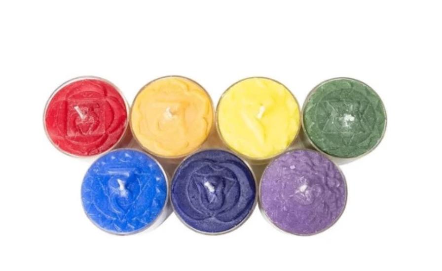 7 Chakra Theelichtjes - Kleurrijk en Sfeervol, Overige materialen, Groen, Nieuw, Ophalen of Verzenden