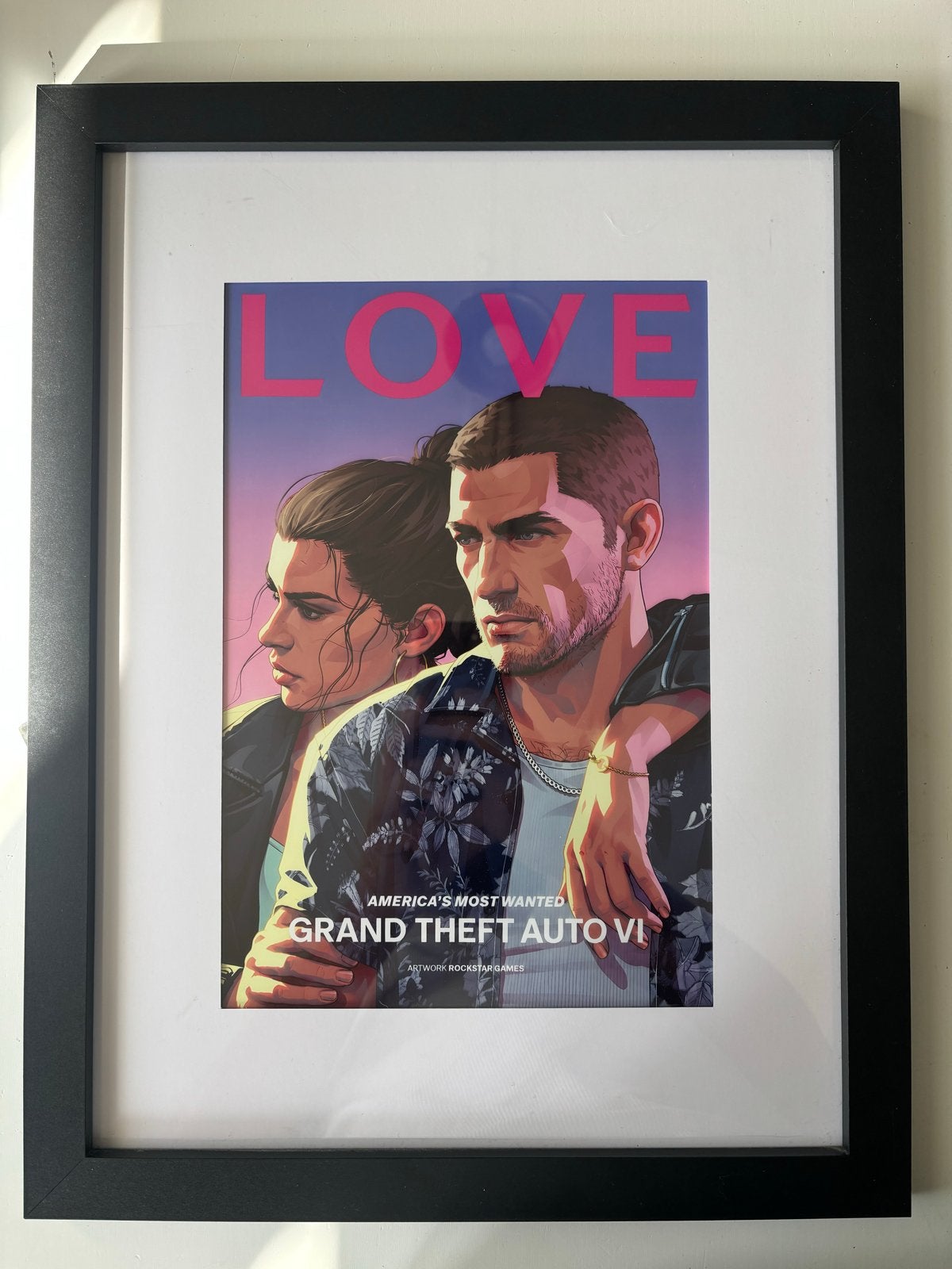 Love GTA VI Foto Print Inclusief lijst 30x40 cm, Antiek en Kunst, Ophalen of Verzenden, Foto