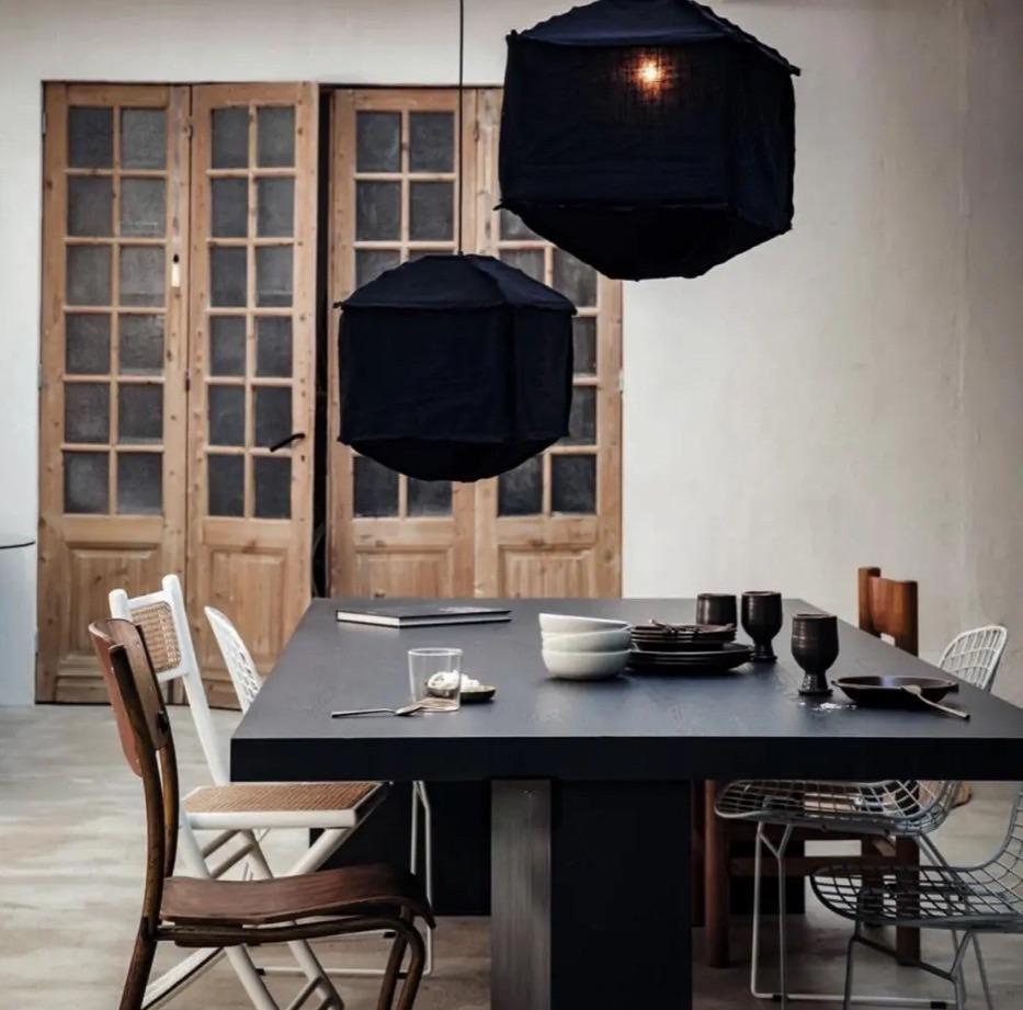 Chique zwarte VT Wonen hanglamp linnen stoer landelijk sober, Ophalen of Verzenden, Nieuw, 50 tot 75 cm