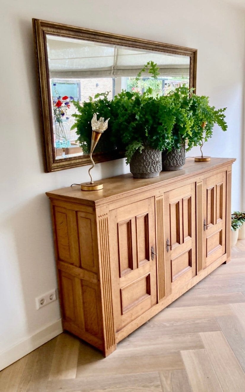 Vintage uniek handgemaakt dressoir, Ophalen, Gebruikt, 150 tot 200 cm, Eikenhout