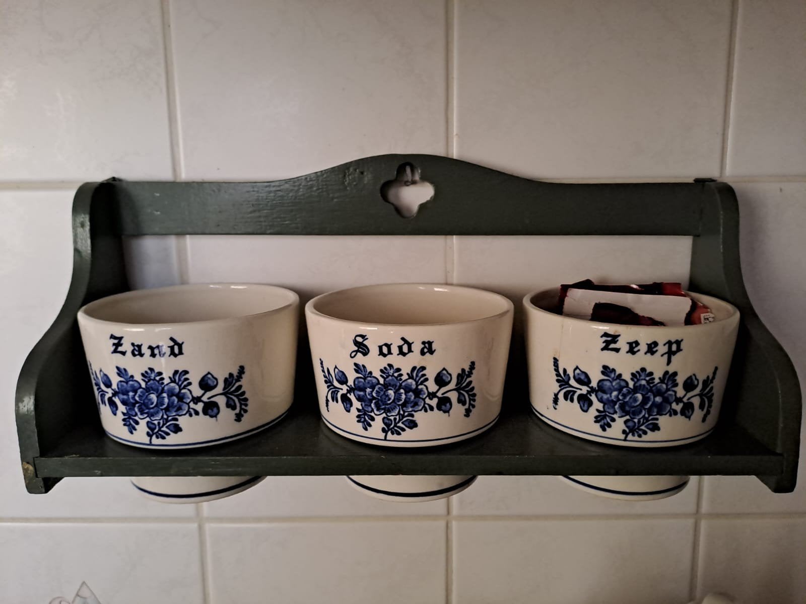 Vintage Delfts Blauw Keukenrekje met Voorraadpotten, Antiek en Kunst, Ophalen