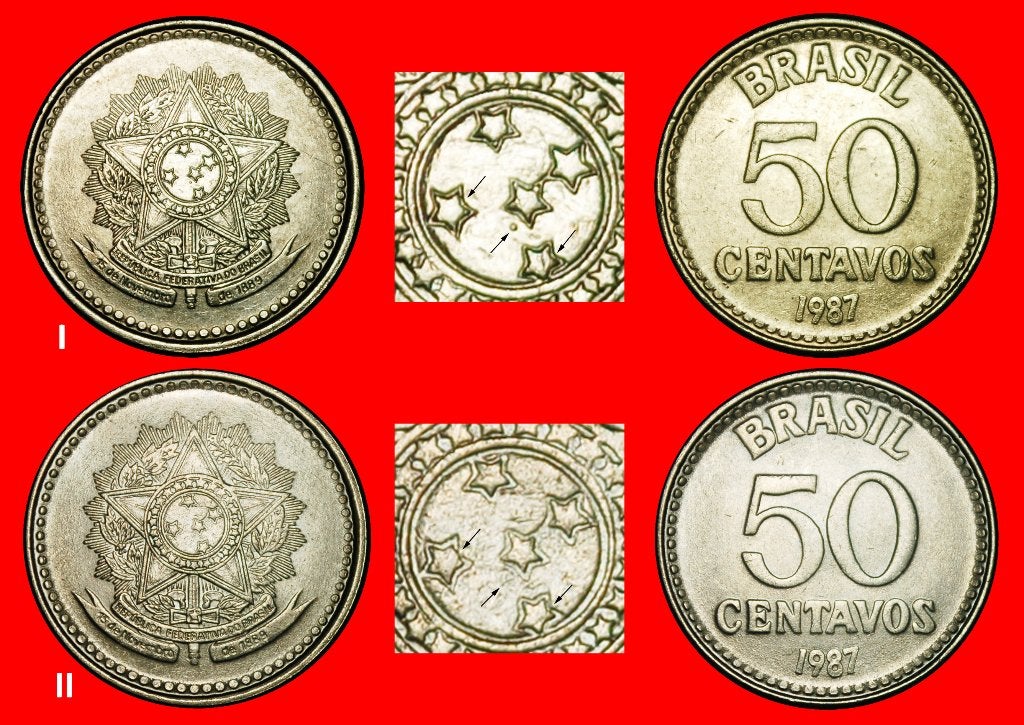 ⰊSOUTHERN CROSS 1986-1988: BRAZIL 50 CENTAVOS 1987 2 COINS!, Ophalen of Verzenden, Zuid-Amerika, Setje