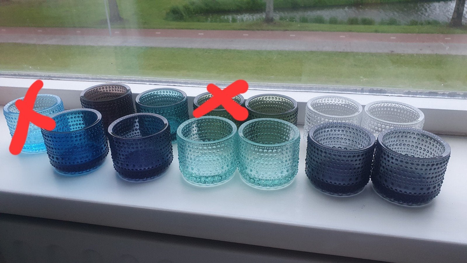 Iittala Kastehelmi theelichthouders in diverse kleuren, Overige materialen, Groen, Ophalen of Verzenden, Zo goed als nieuw