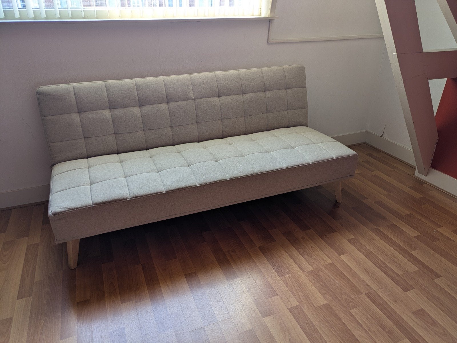 Slaapbank, Huis en Inrichting, Slaapkamer | Slaapbanken, Ophalen, Eenpersoons, Beige, 190 cm of minder