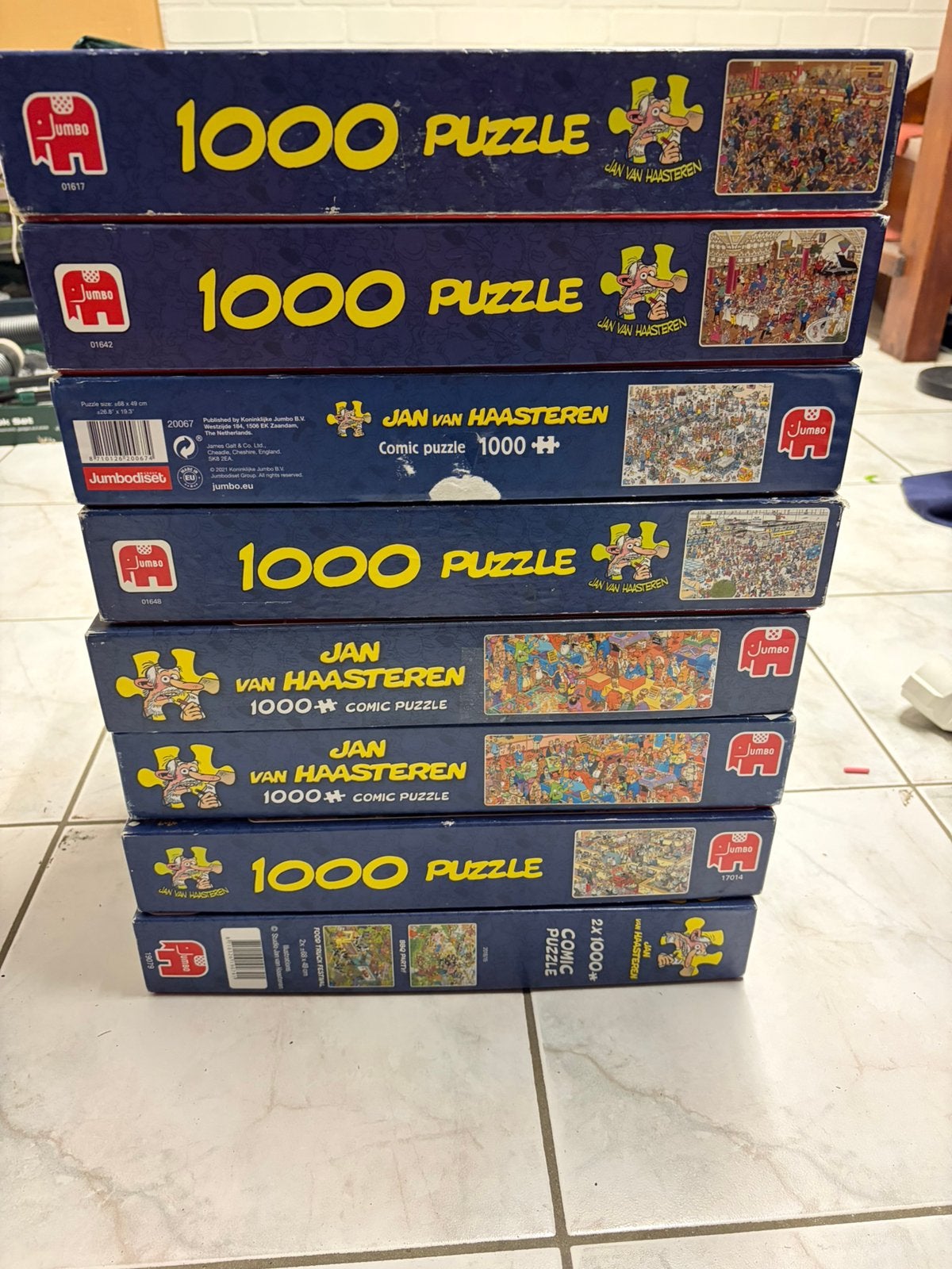 9x Jan van Haasteren 1000 stukjes, Ophalen of Verzenden, 500 t/m 1500 stukjes, Zo goed als nieuw