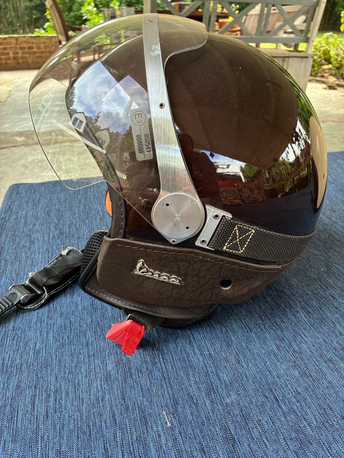 Vespa scooter/brommer helm Bruin - Maat M, Fietsen en Brommers, Brommerhelmen, Ophalen, Gebruikt