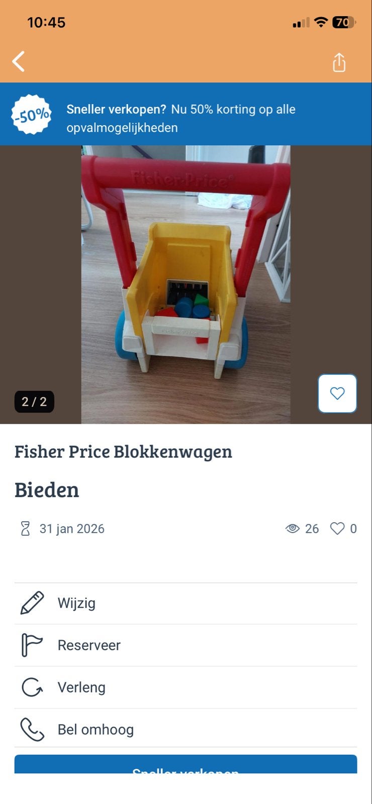 Fisher Price Blokkenwagen - Vintage Speelplezier, Ophalen, Gebruikt, Duw- of Trekspeelgoed