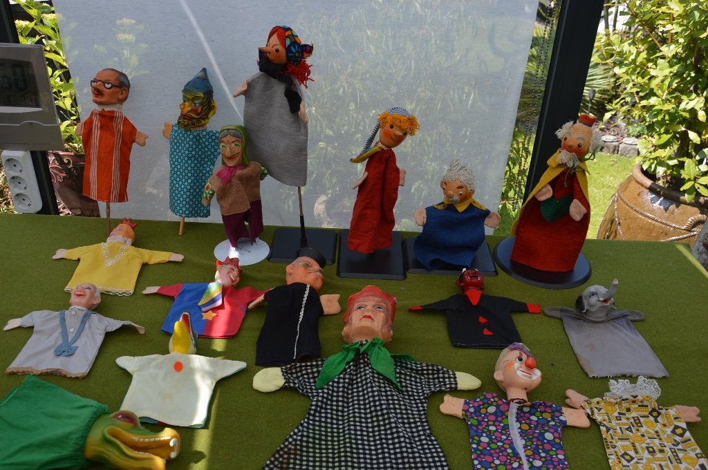 17 vintage handpoppen uit jaren 70 en 80, 5 met houten hoofd, Ophalen of Verzenden, Gebruikt