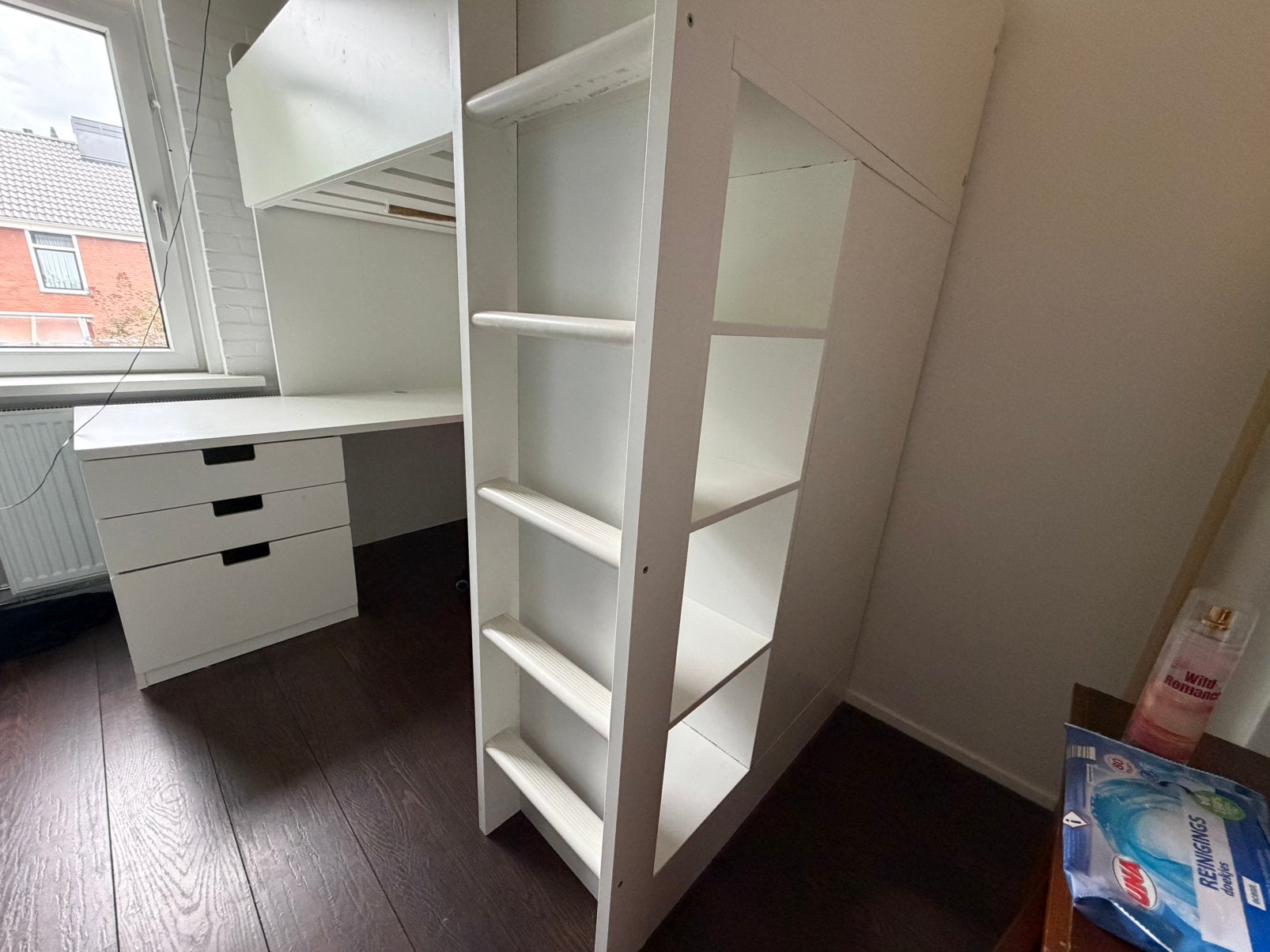 Complete IKEA STUVA hoogslaper met bureau – €50 vaste prijs, Ophalen, Eenpersoons, Zo goed als nieuw, 90 cm