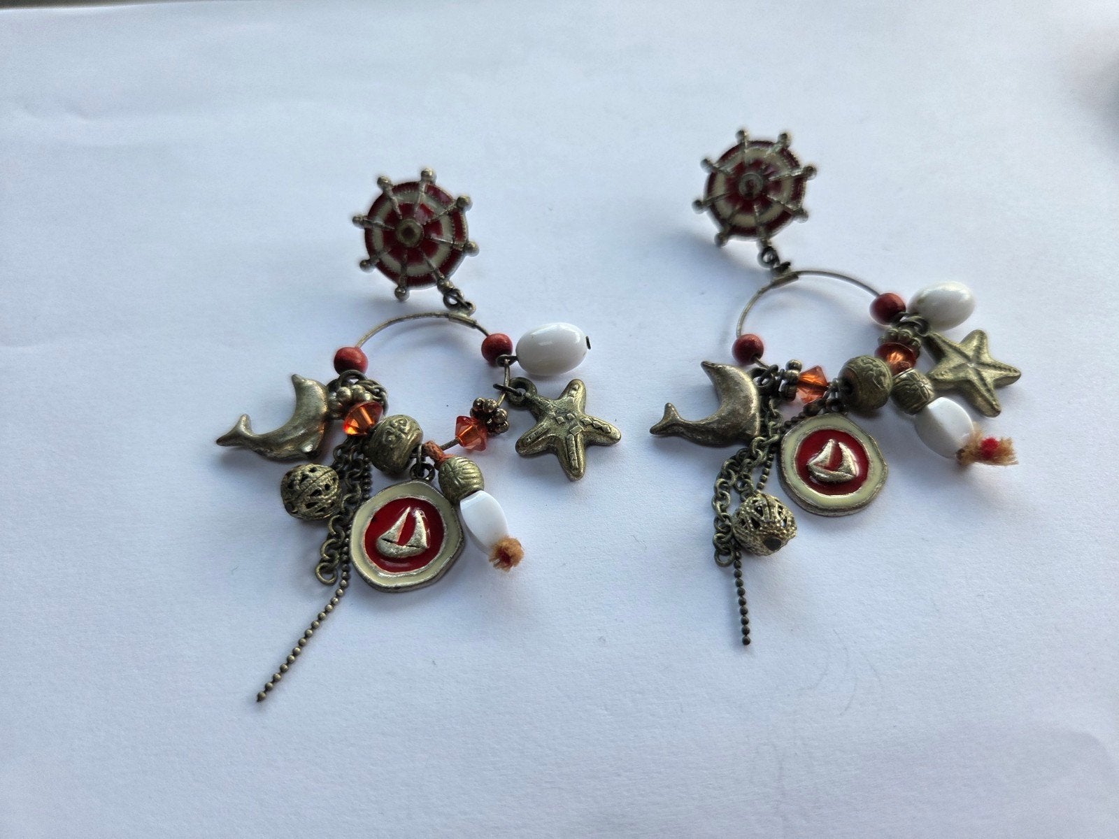 oude oorbellen maritiem, Overige materialen, Overige kleuren, Verzenden, Hangers