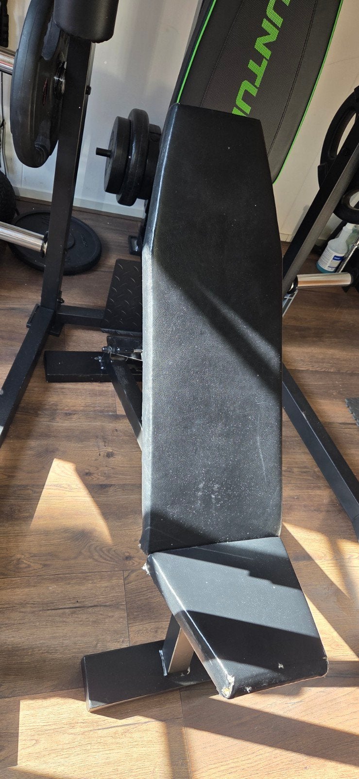 Oud school halterbank - overgespoten, Sport en Fitness, Fitnessapparatuur, Ophalen, Gebruikt, Krachtstation, Metaal