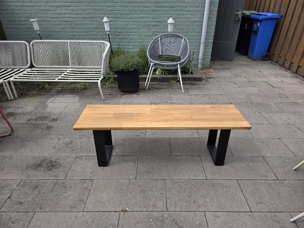 Industriële houten zitbank / eetkamerbank, Ophalen, Minder dan 75 cm, 150 tot 200 cm, Driepersoons