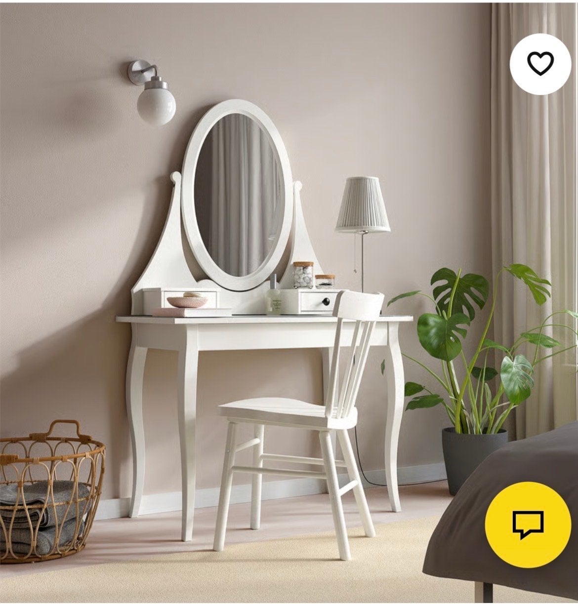 Witte kaptafel met spiegel, merk: Ikea Hemnes., Huis en Inrichting, Tafels | Kaptafels, Ophalen, 100 tot 150 cm, 50 tot 100 cm