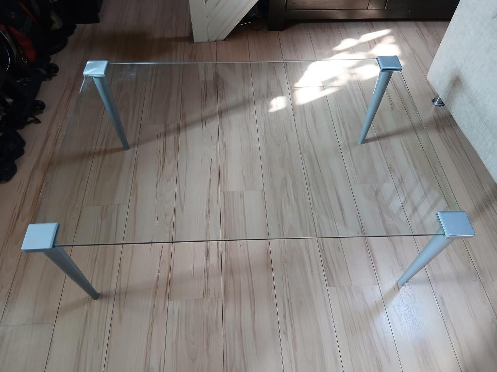 Glas salontafel, Ophalen, Gebruikt, 100 tot 150 cm, 50 tot 100 cm