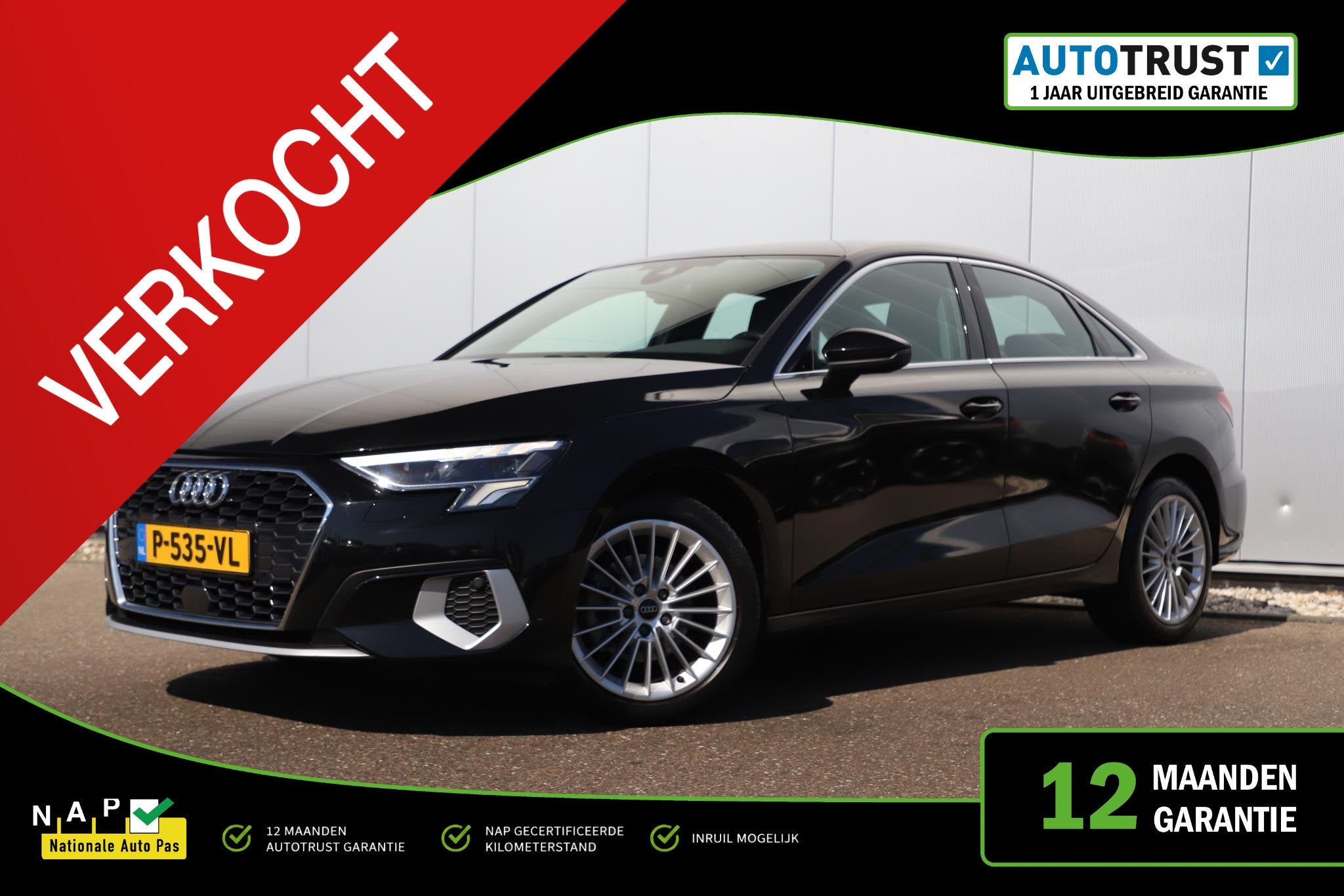 Audi A3 Limousine 35 TFSI Advanced edition 150PK Automaat Le, Auto's, Audi, 4 cilinders, Zwart, 690 kg, Grijs