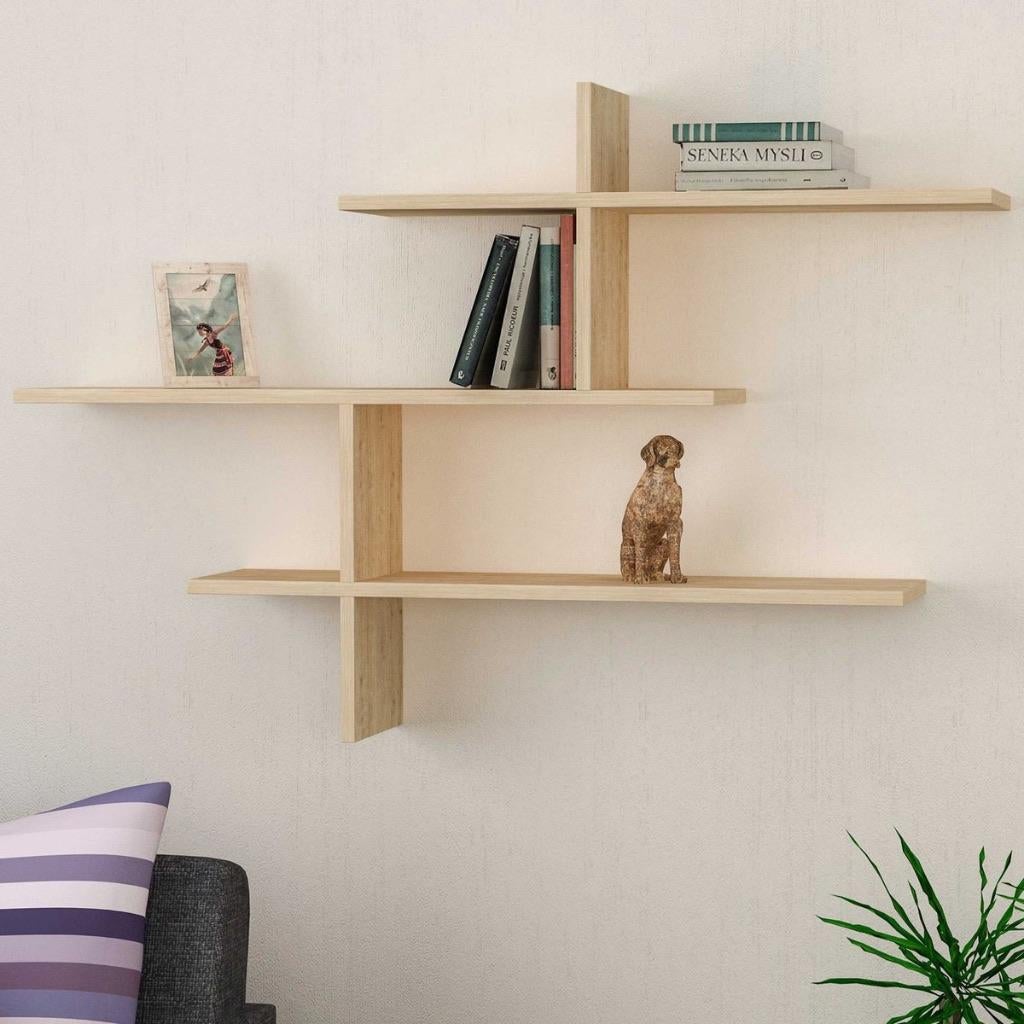 Hocus Picus zwevende wandplank – eiken – 123 x 22 x 81 NIEUW, Huis en Inrichting, Woonaccessoires | Wandplanken en Boekenplanken