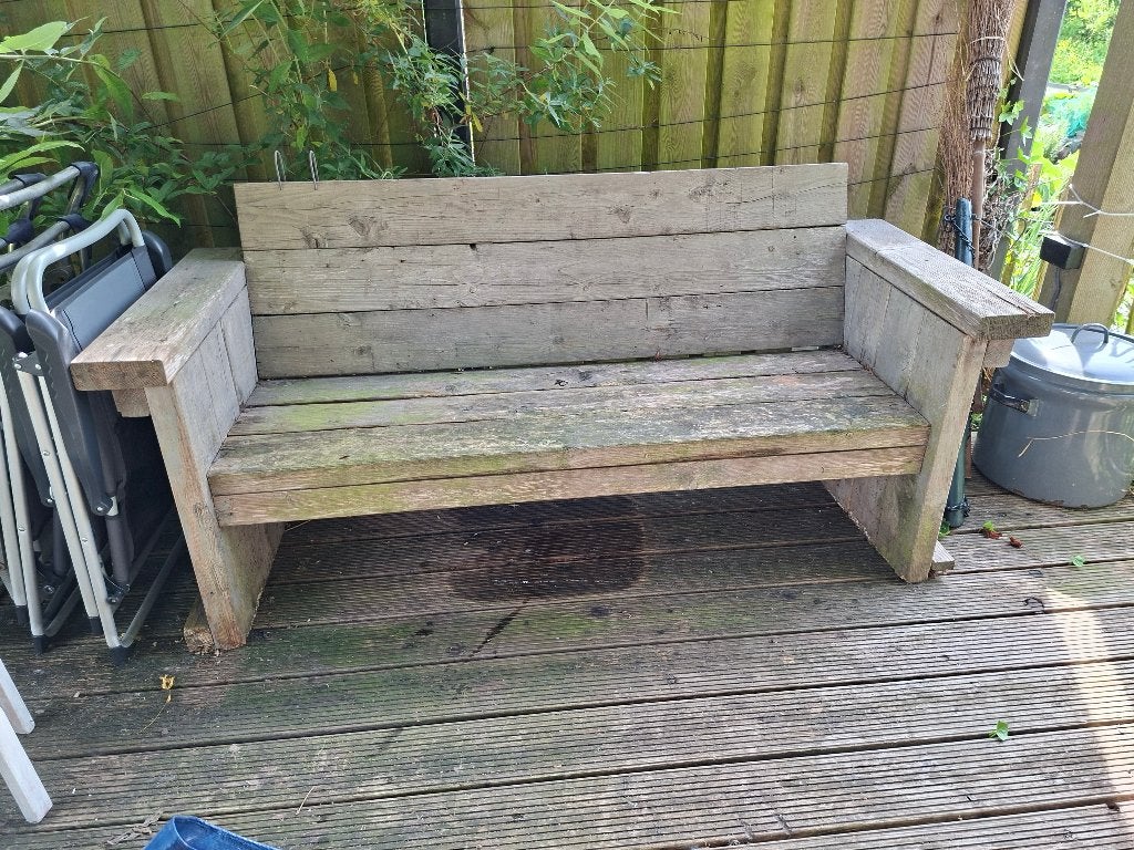 Steigerhouten tuinbank. Opknapper  koopje, Tuin en Terras, Ophalen, Gebruikt, Hout