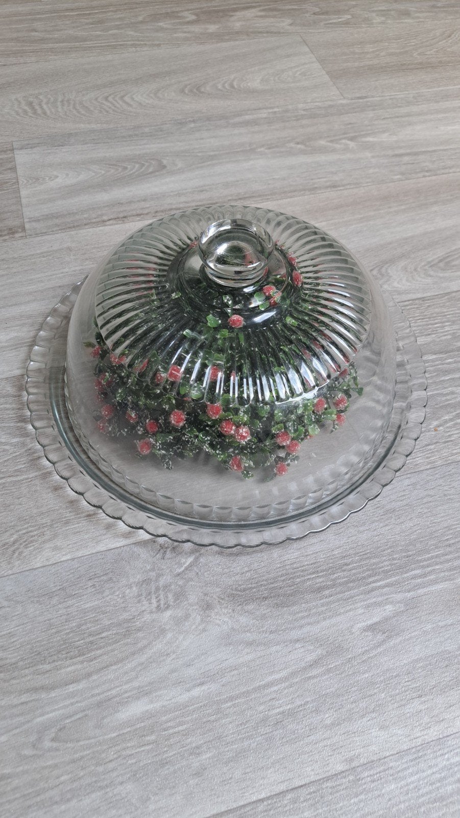 Glazen schaal met stolp., Huis en Inrichting, Glas, Ophalen of Verzenden, Zo goed als nieuw