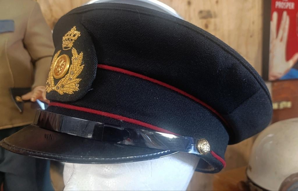 Originele oude Platte officiers pet NL leger, Bruno, Ophalen of Verzenden, Landmacht, Nederland, Helm of Baret