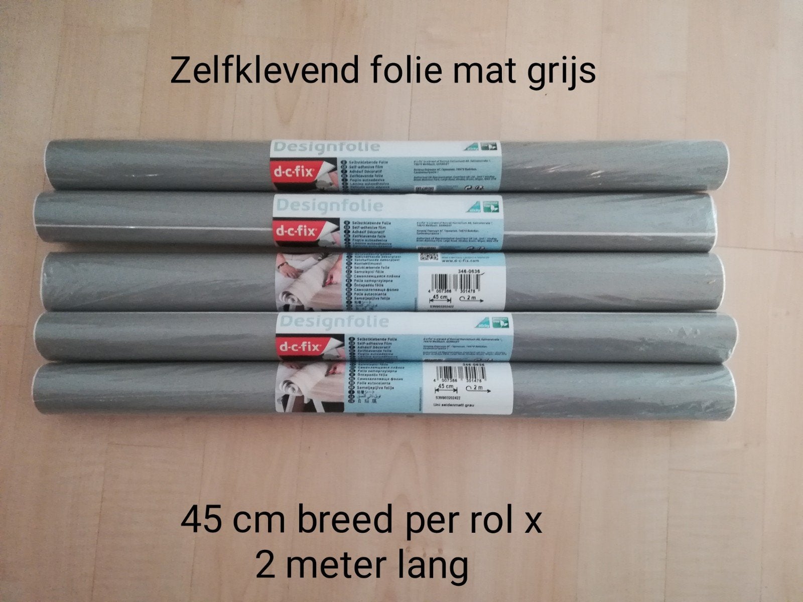 5x nieuwe zelfklevende plak folie mat grijs meubels, Ophalen of Verzenden, Nieuw