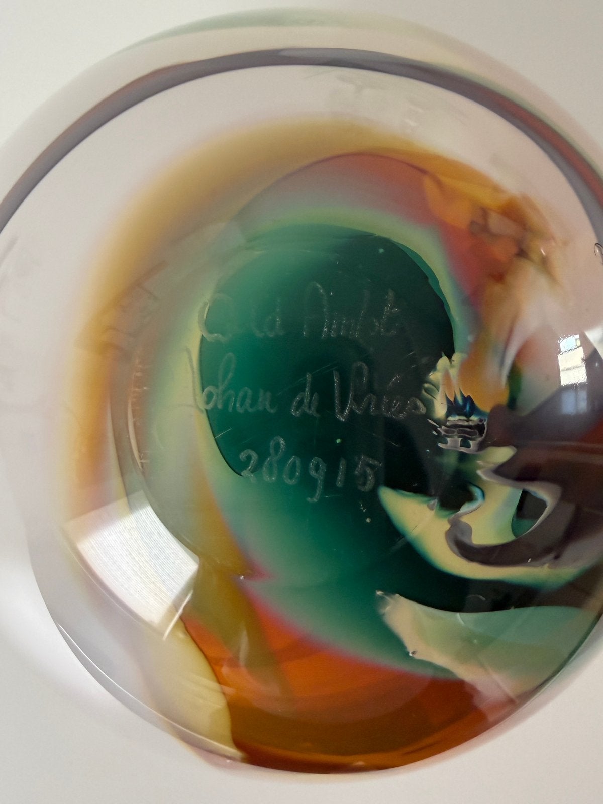 Hand geblazen glazen bokaal van Johan de Vries te koop., Antiek en Kunst, Antiek | Glas en Kristal, Ophalen